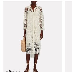 NWOT FARM RIO Guipure Lace Midi Shirt Dress